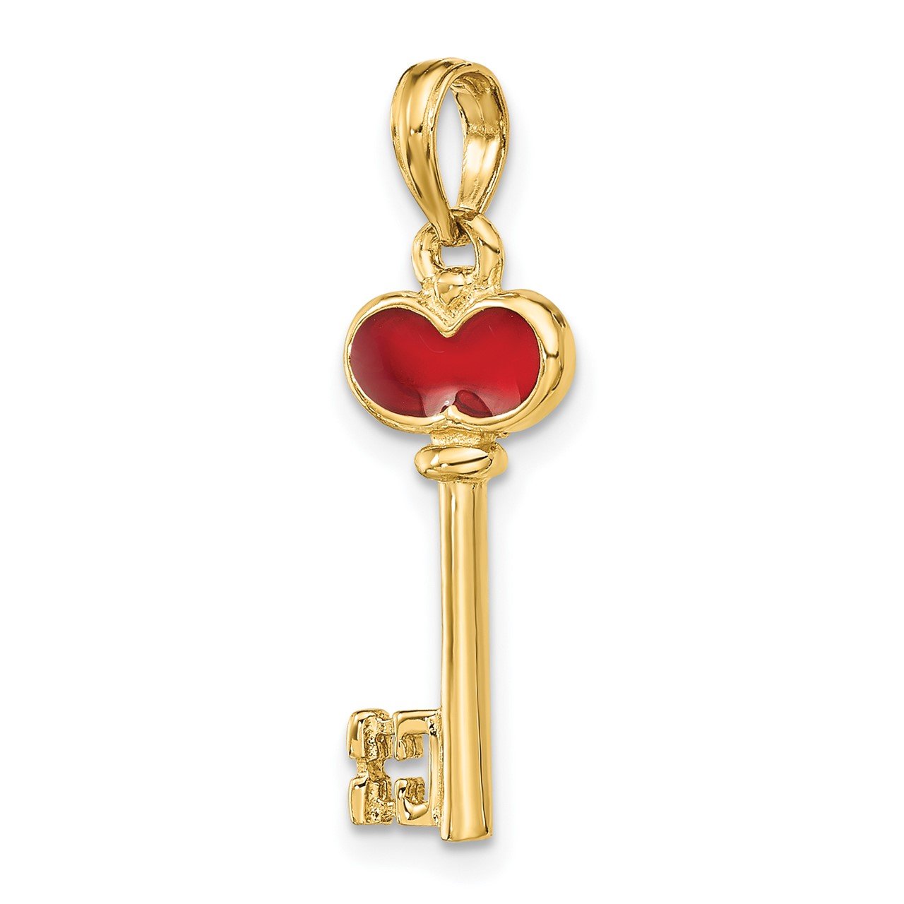 14K Polished 3D Enameled Heart Key Charm-4