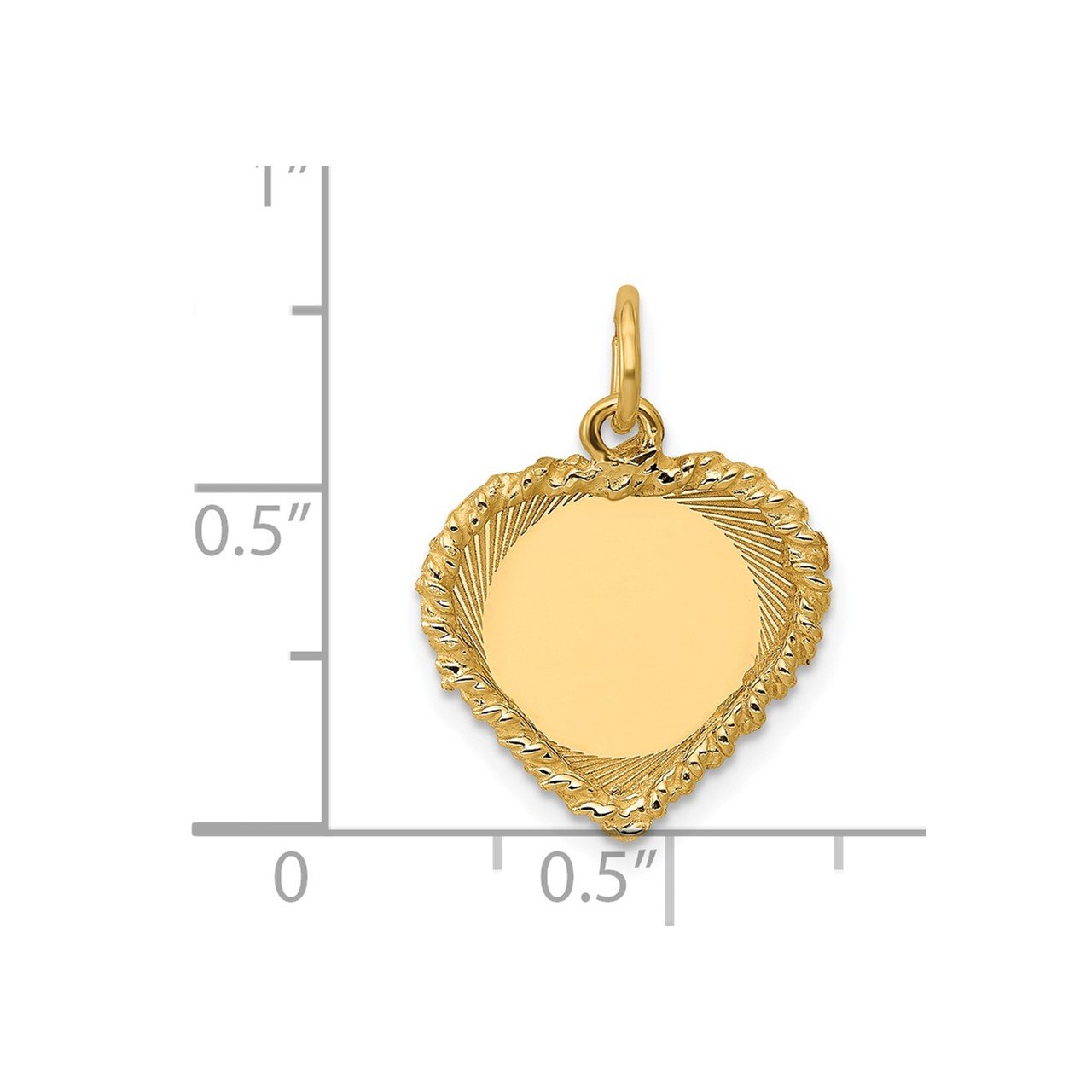 14k Polished .013 Gauge Engravable Heart with Rope Disc Charm-2