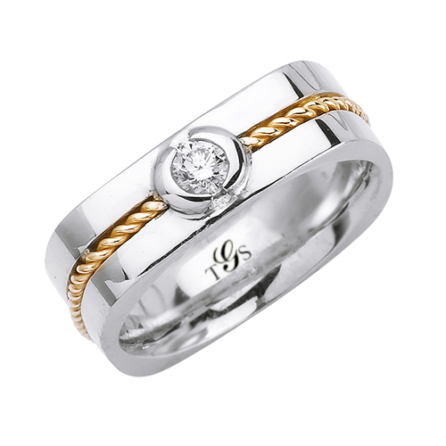 14k Two Tone Gold Diamond Wedding Band