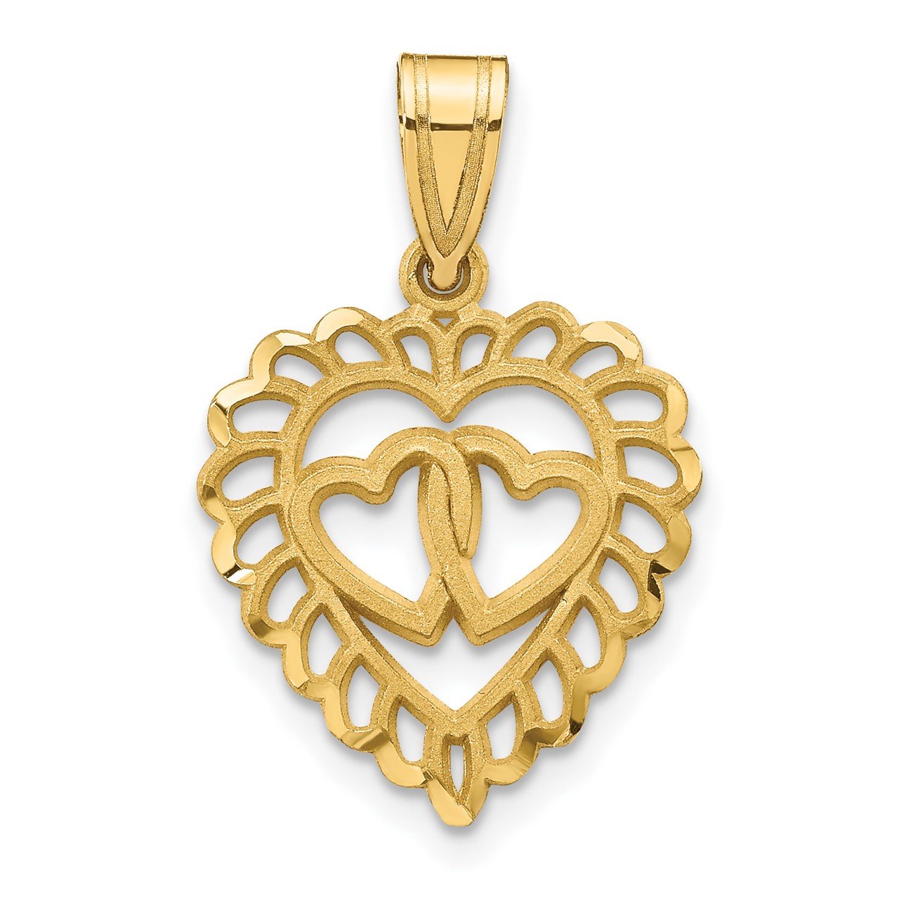 14K Polished Double Heart Pendant