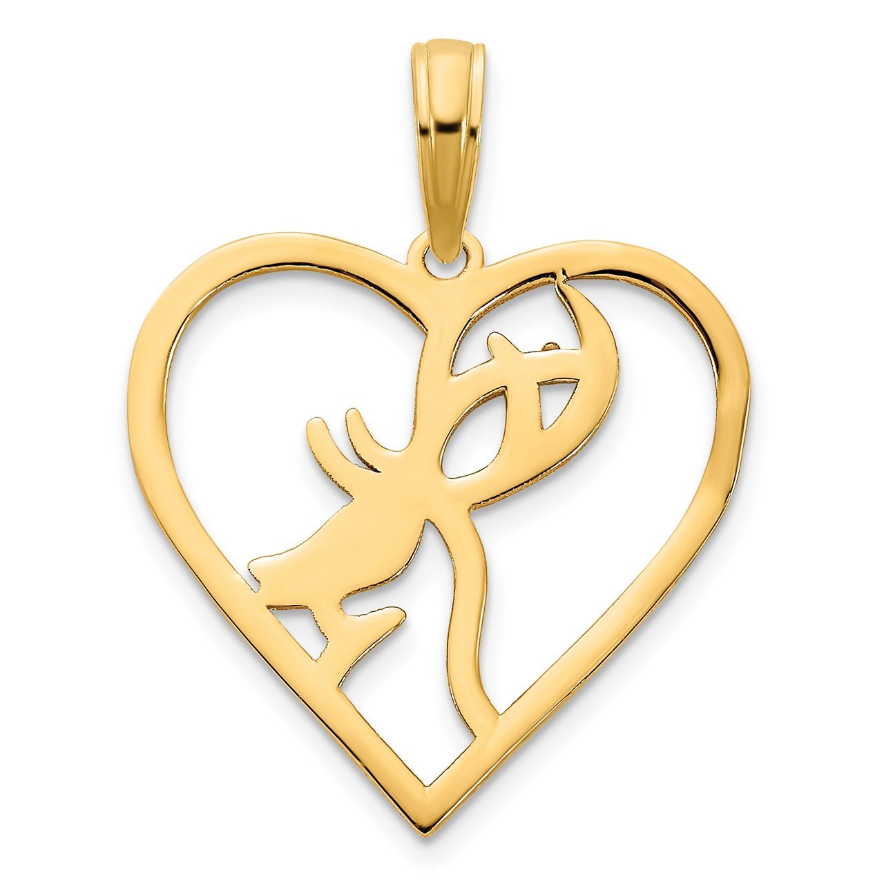 14ky Deer in a Heart Pendant-3