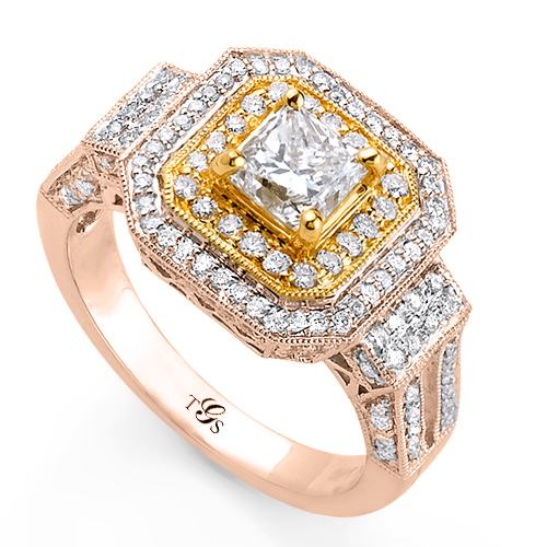 14K Two-Tone Gold Natural Diamond Engagement Ring (Center Stone Not Included)-0