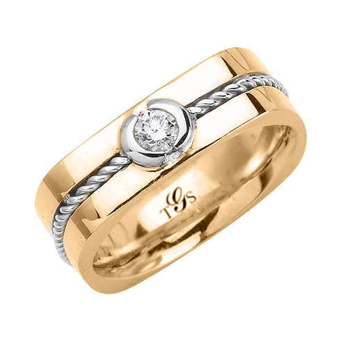 14k Two Tone Gold Diamond Wedding Band-2