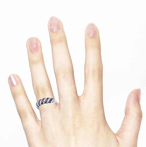 14k White/Yellow/Rose Gold Black/White Diamond Band-0