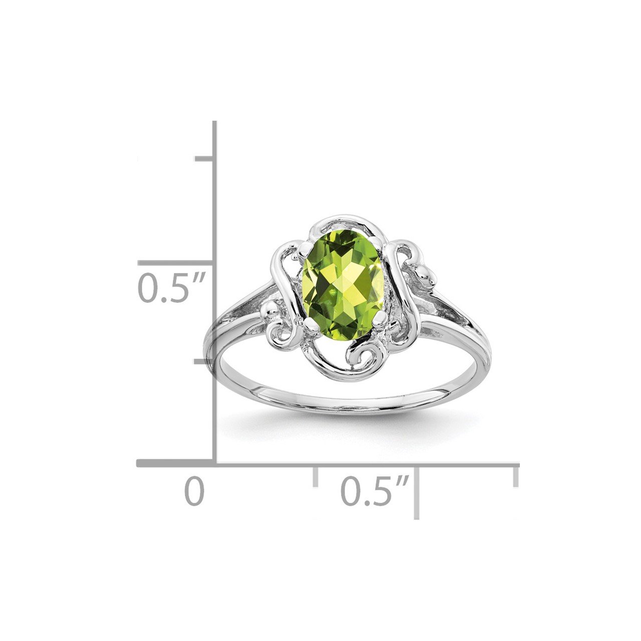 14k White Gold 7x5mm Oval Peridot ring-1