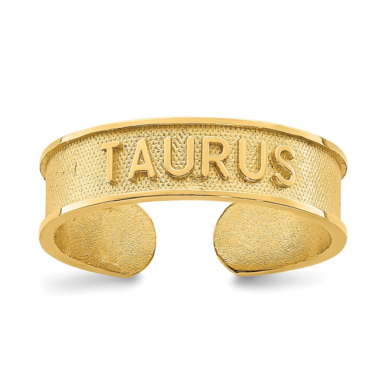14K Brushed and Polished Zodiac Taurus Toe Ring
