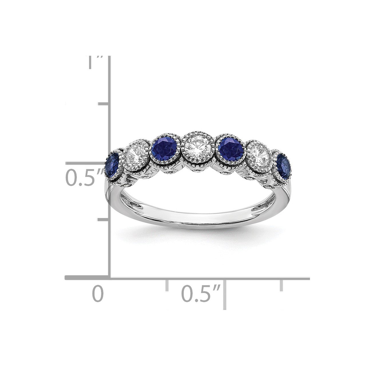 14kw Lab Grown Diamond and Created Blue Sapphire Ring-4