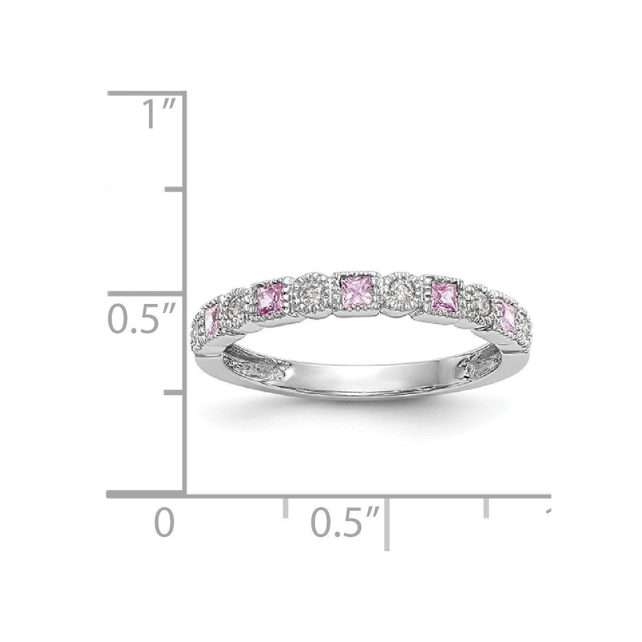 14k White Gold Diamond with Pink Sapphire Band-6