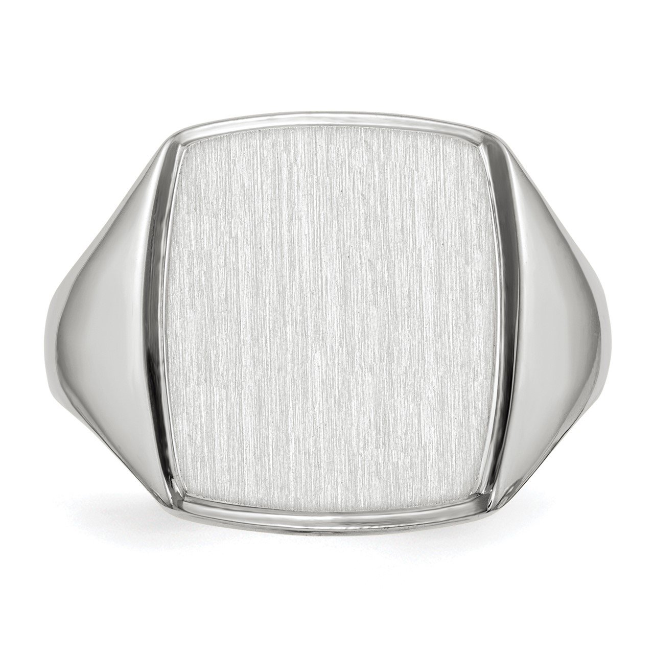 14k White Gold 15.0x13.0mm Open Back Mens Signet Ring-3