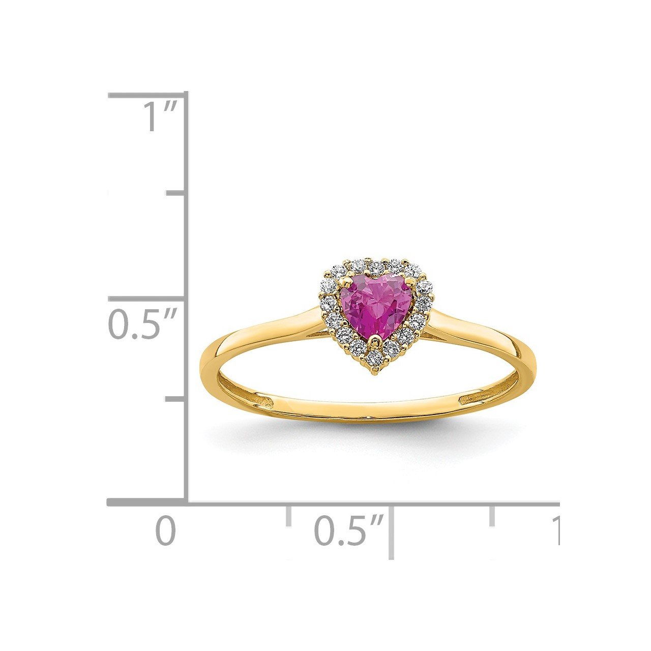14K Heart Pink and Clear CZ Ring-3