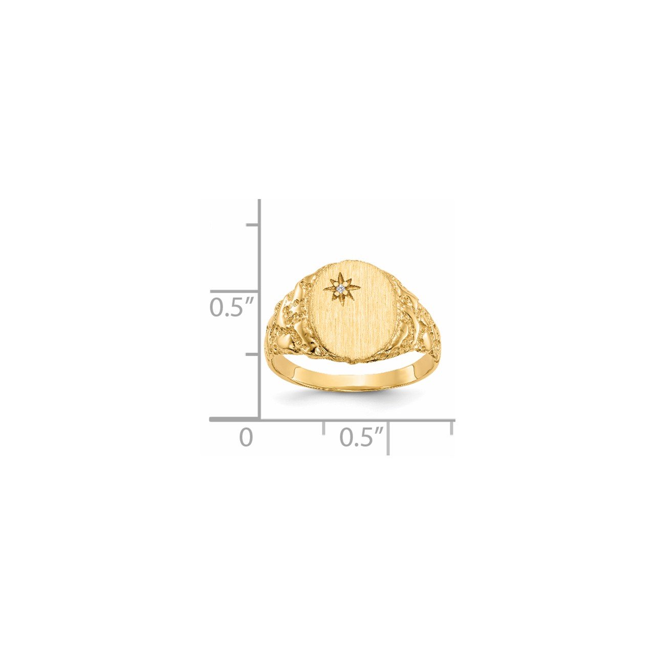 14k 11.0x9.0mm Closed Back A Diamond Signet Ring-3