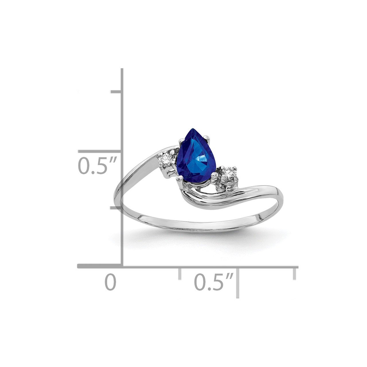 14k White Gold 6x4mm Pear Sapphire AA Diamond ring-2
