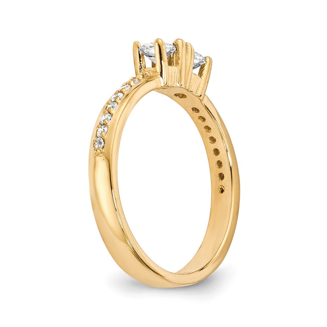 14ky AAA Diamond 2-stone Ring Semi-Mount - 3.5 mm center stones-5