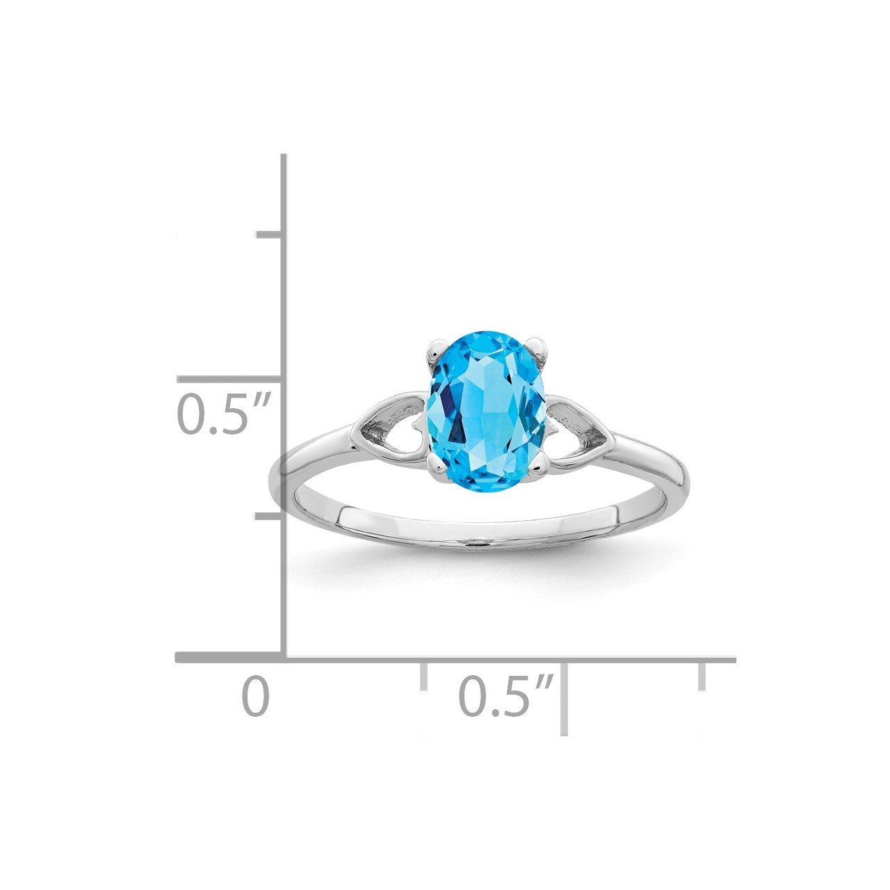 14k White Gold 7x5mm Oval Blue Topaz ring-2