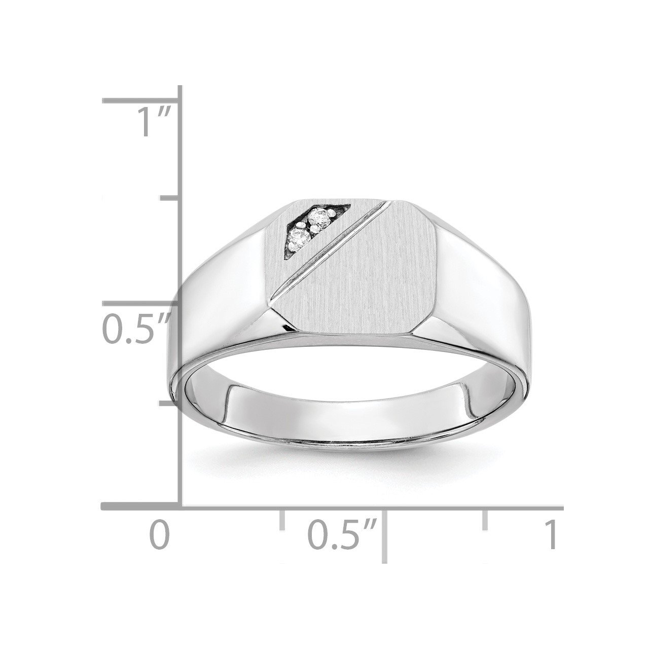 14k White Gold 9.0x10.0mm Open Back AA Diamond Signet Ring-4