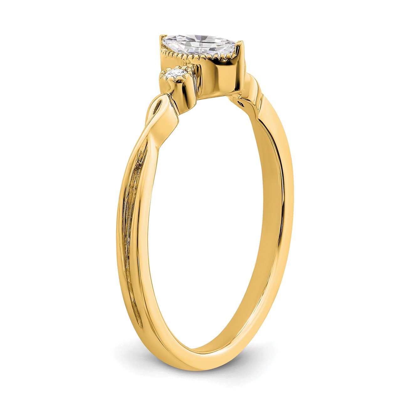 14k Polish Petite Beaded Edge Marquise Complete Dia Ring-5