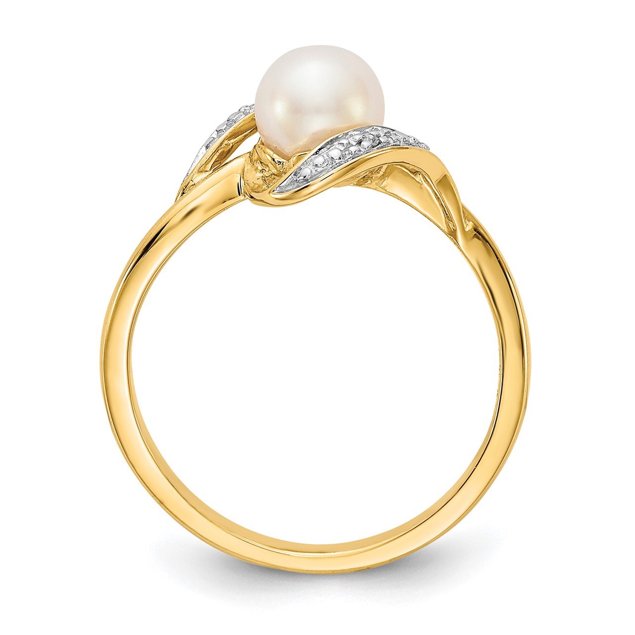 14k Diamond and FW Cultured Pearl Ring-1