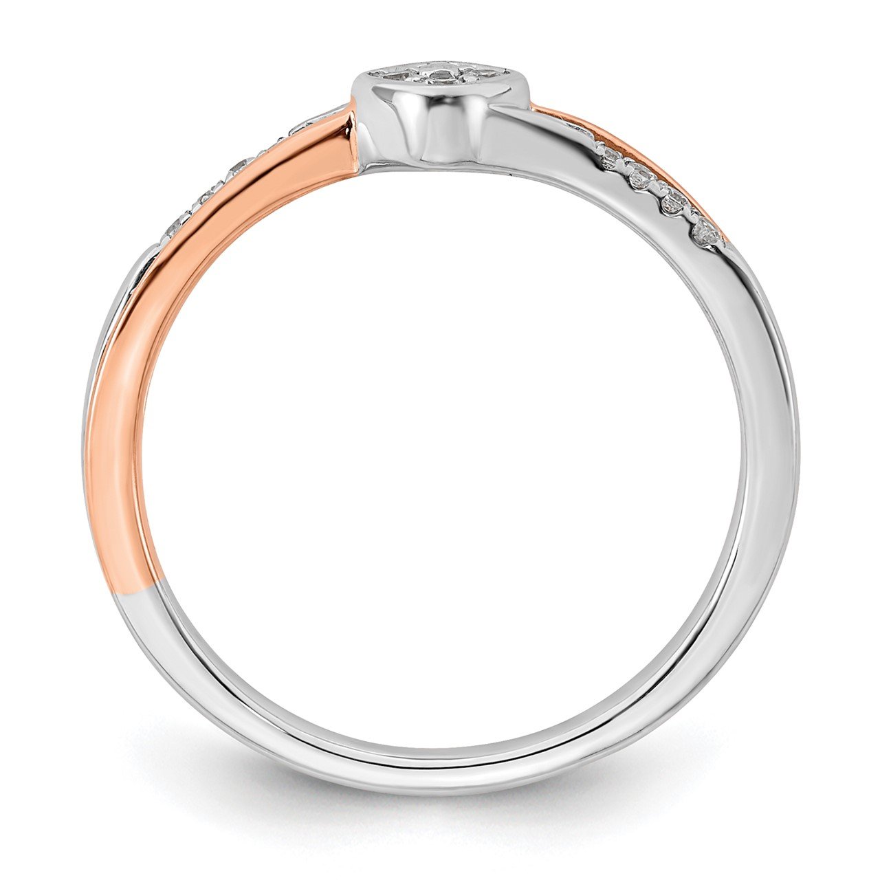 14k White and Rose Gold Complete Square Cluster Dia. Promise Ring-1