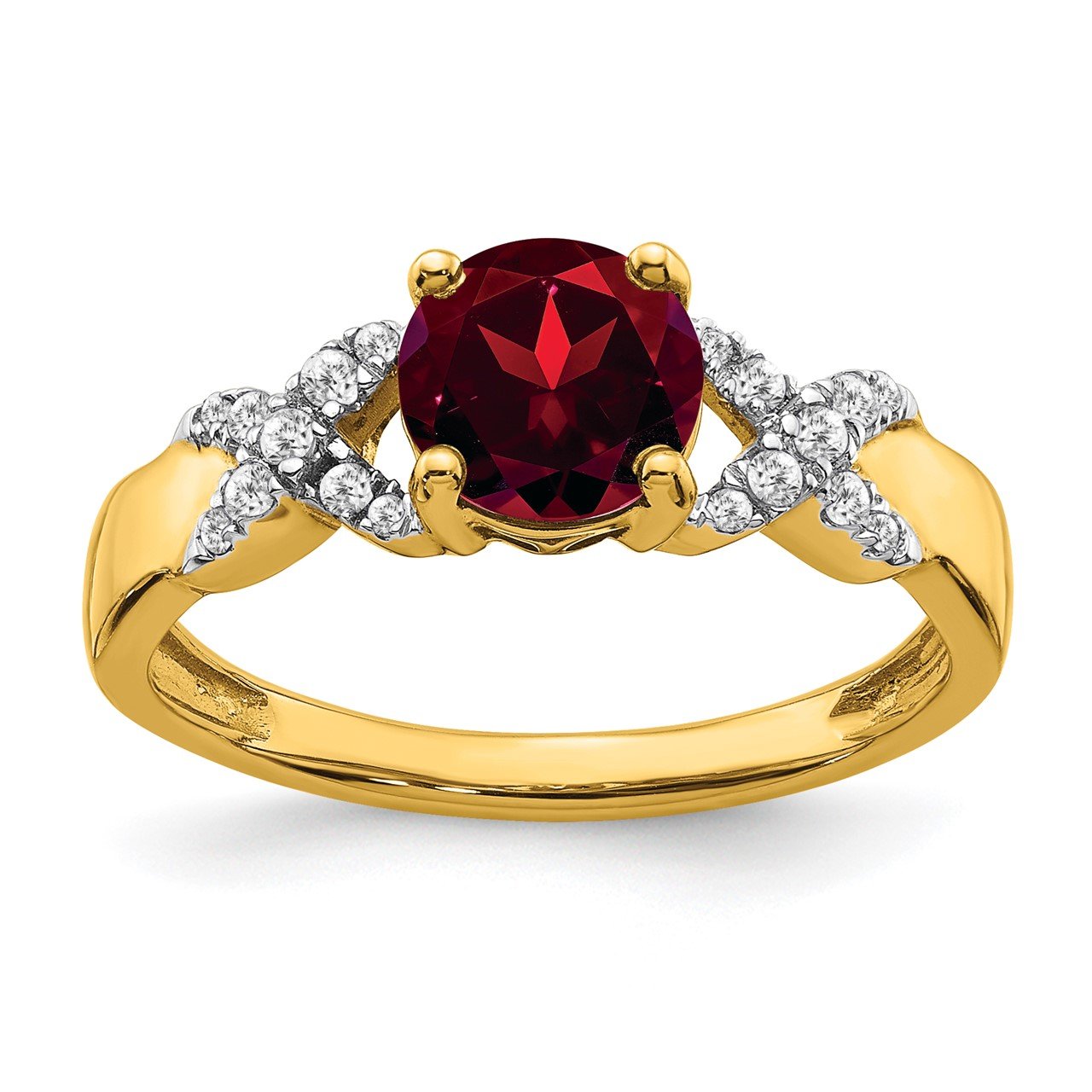 14k Two-tone Garnet and Diamond Ring | The Gold Store