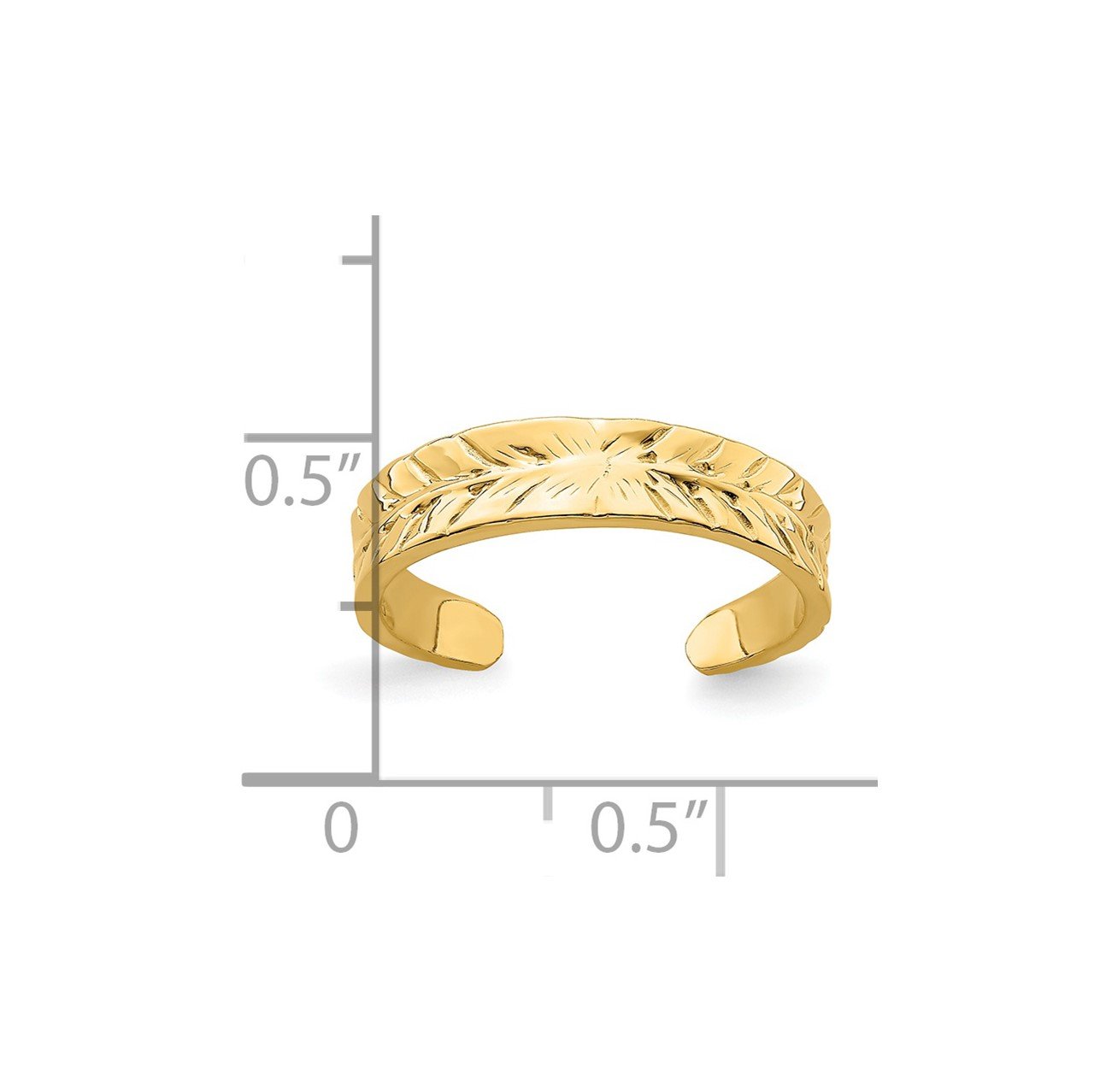 14K Starburst Center with Leaf Trim Toe Ring-2