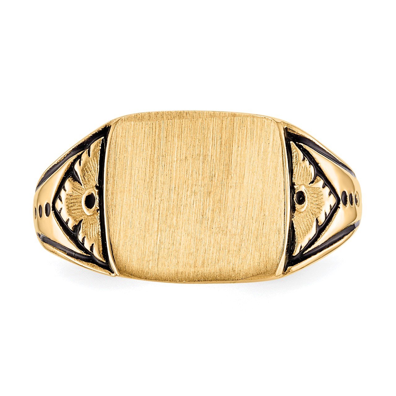 14k 11.0x11.5mm Closed Back Antiqued Signet Ring-4