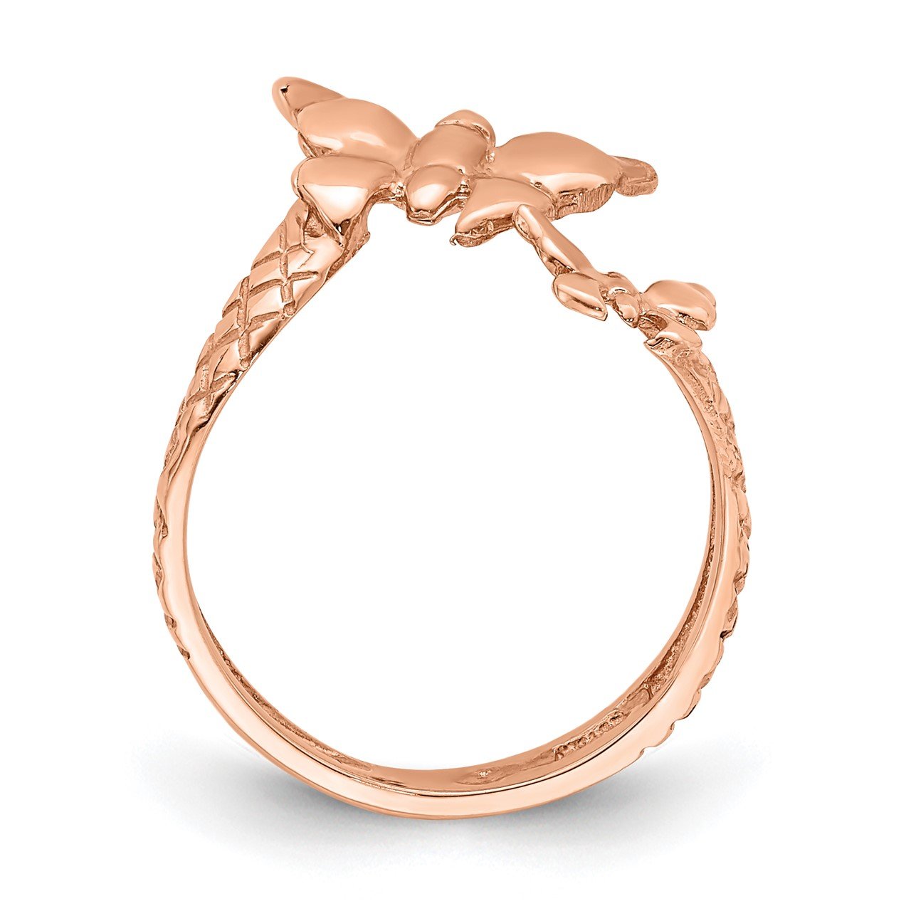 14K Rose Polished and Textured Butterfly Toe Ring-1
