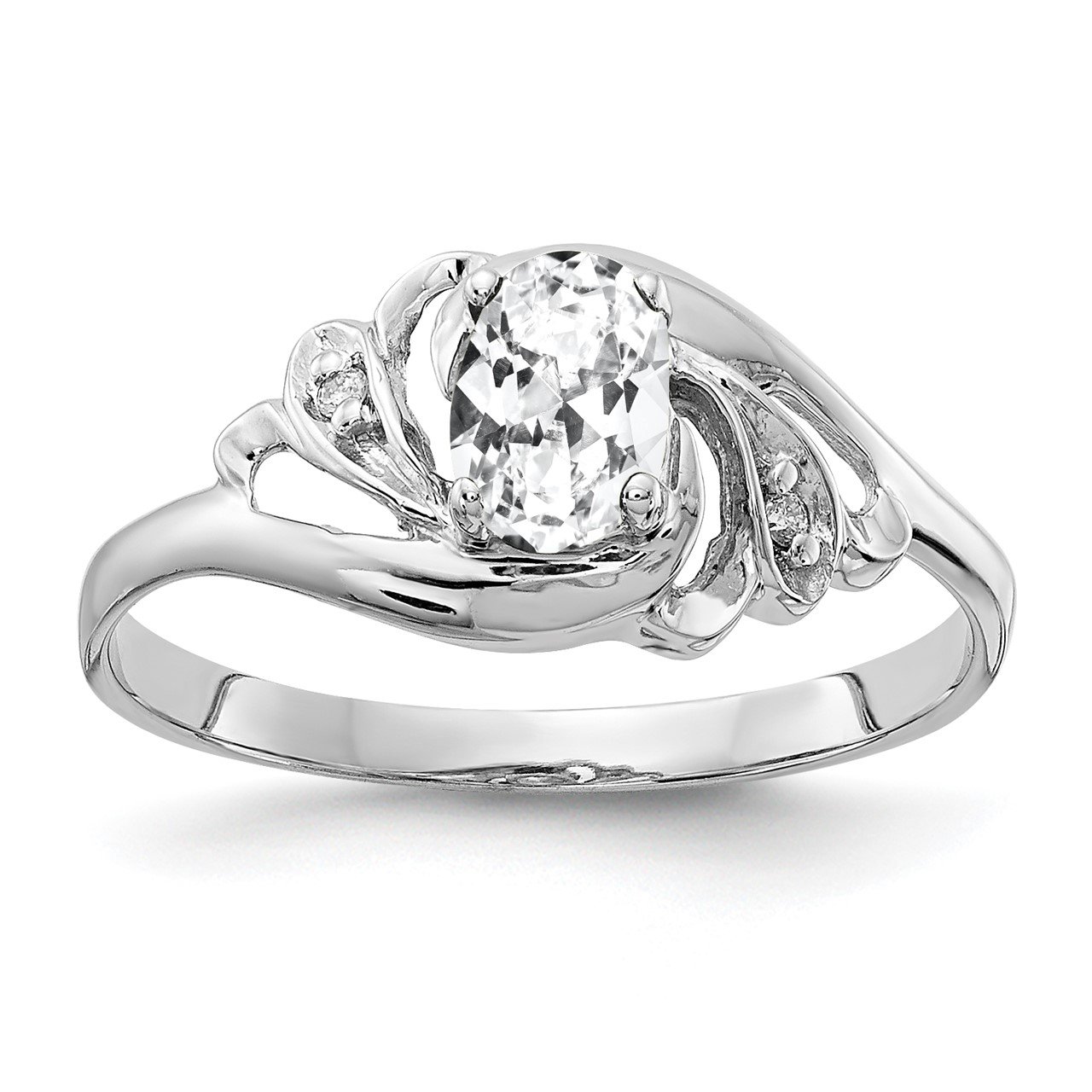 14k White Gold 6x4mm Oval Cubic Zirconia VS Diamond ring