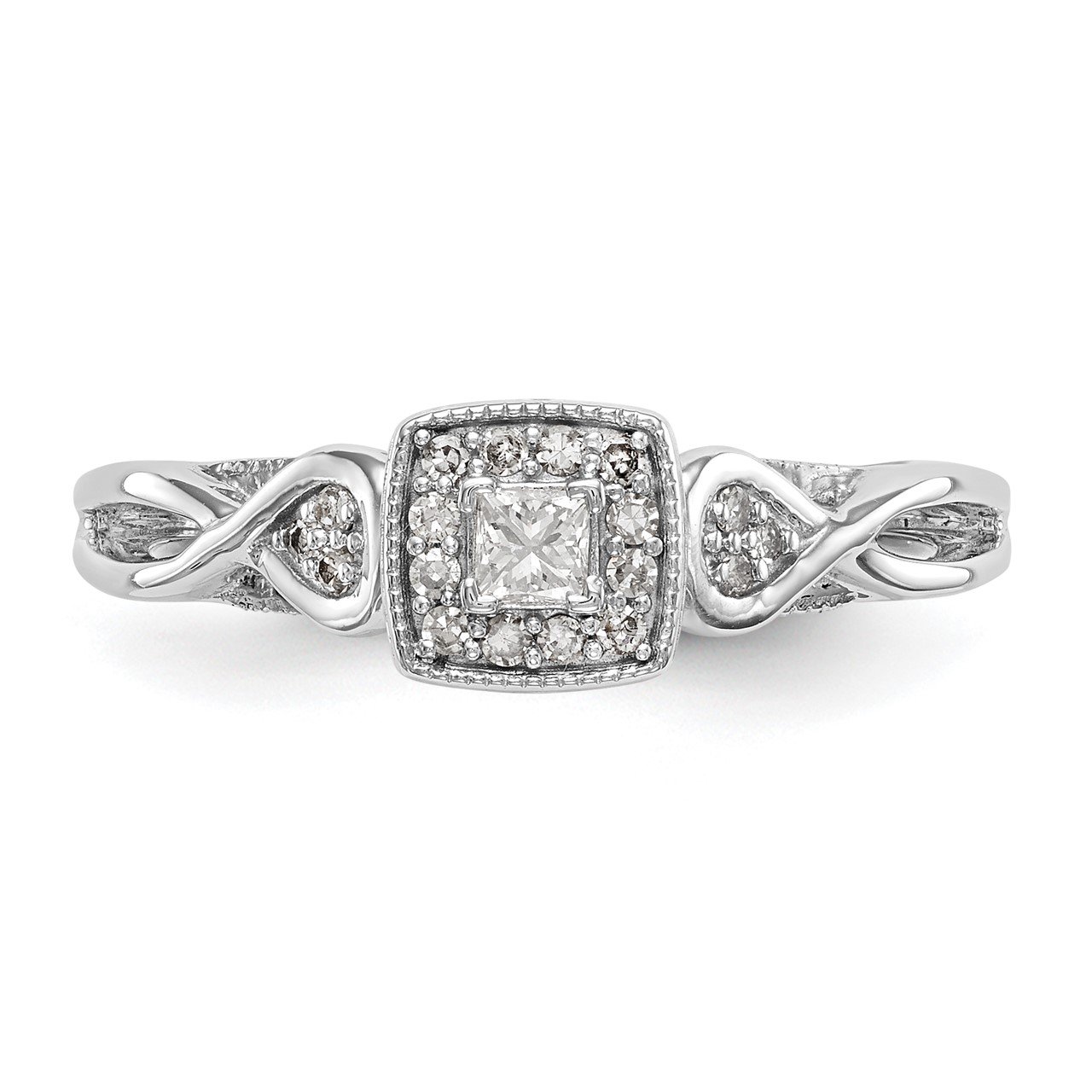 14K White Gold Complete Diamond Promise/Engagement Ring-3