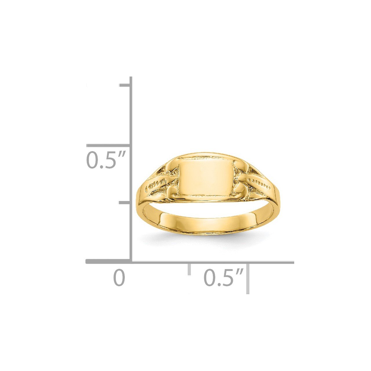14K Polished Rectangular Baby Signet Ring-2
