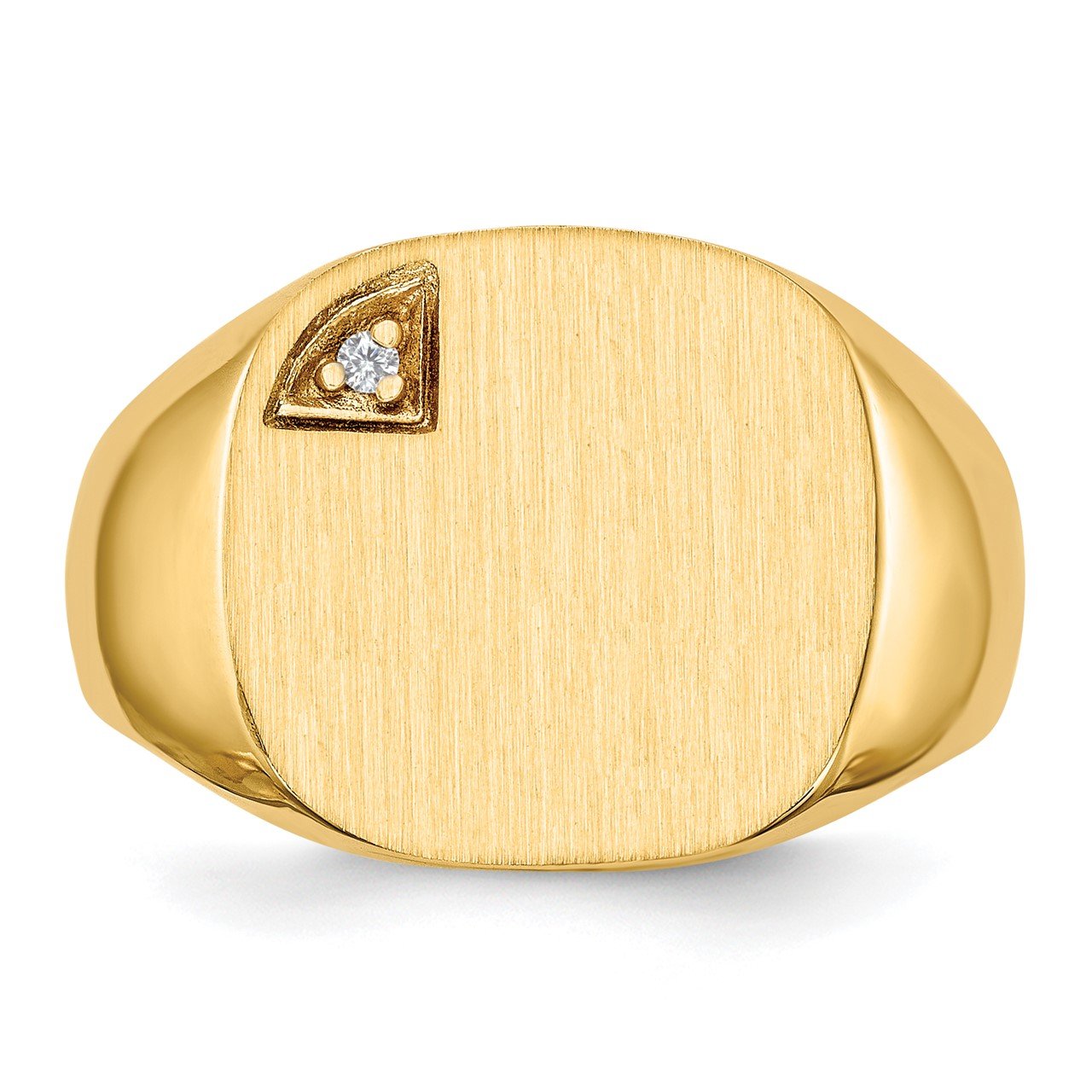 14k 15.0x15.0mm Closed Back VS Diamond Men's Signet Ring-3