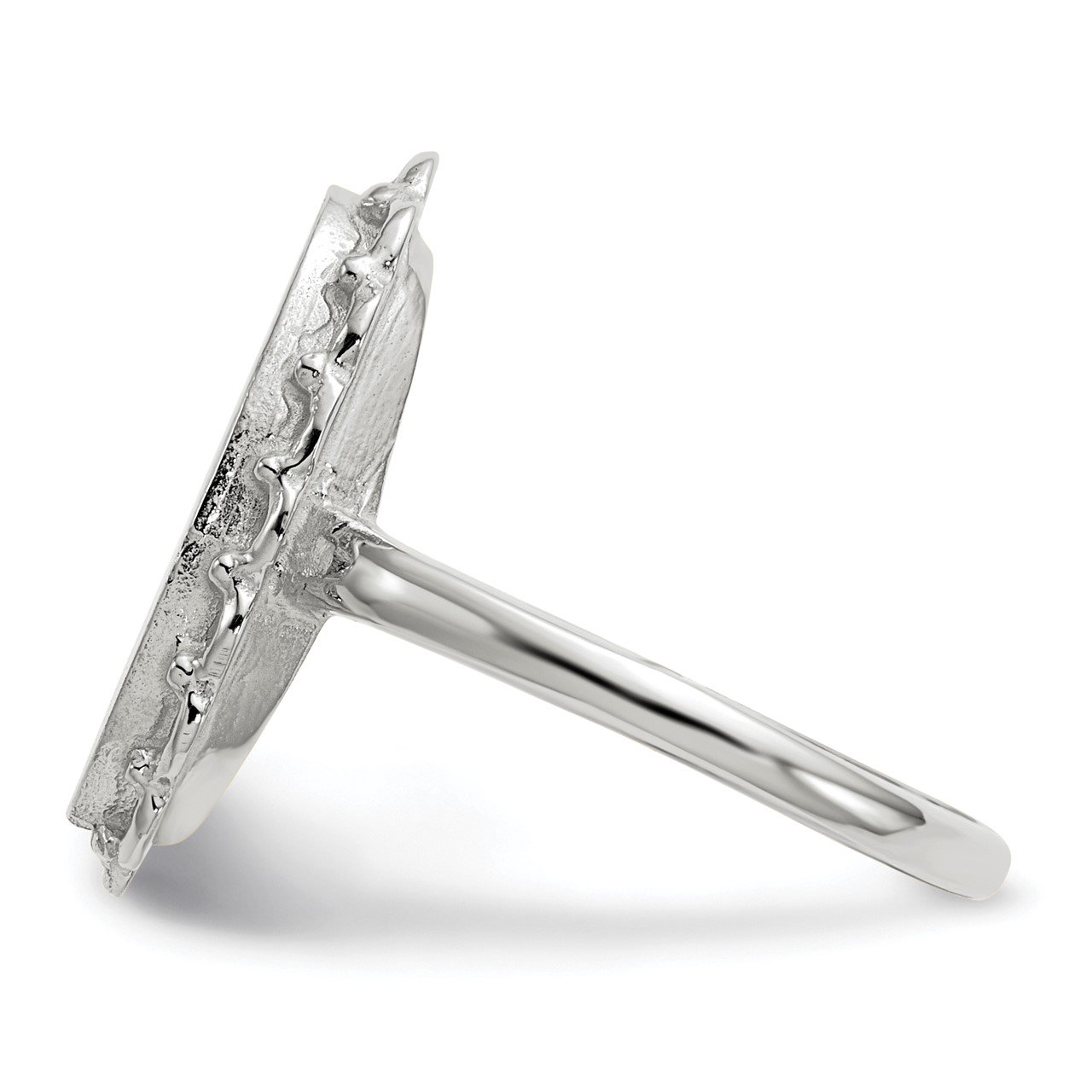 14k White Gold 14x10.5mm Open Back Signet Ring-2