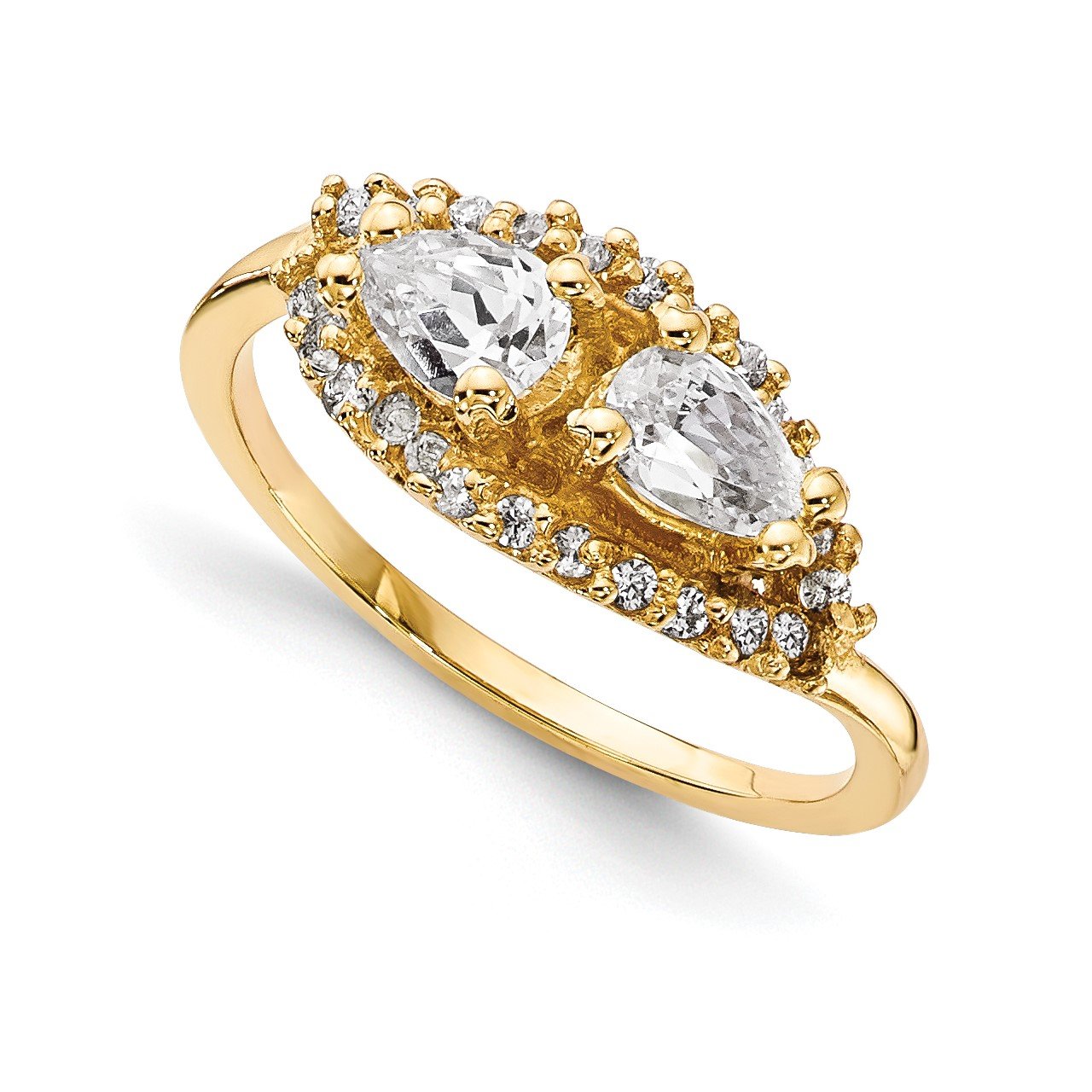 14KY A Diamond 2-stone Ring Semi-Mount - 4.5x3 mm center stones