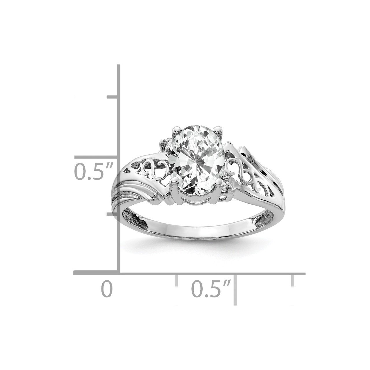 14k White Gold 8x6mm Oval Cubic Zirconia AAA Diamond ring-1