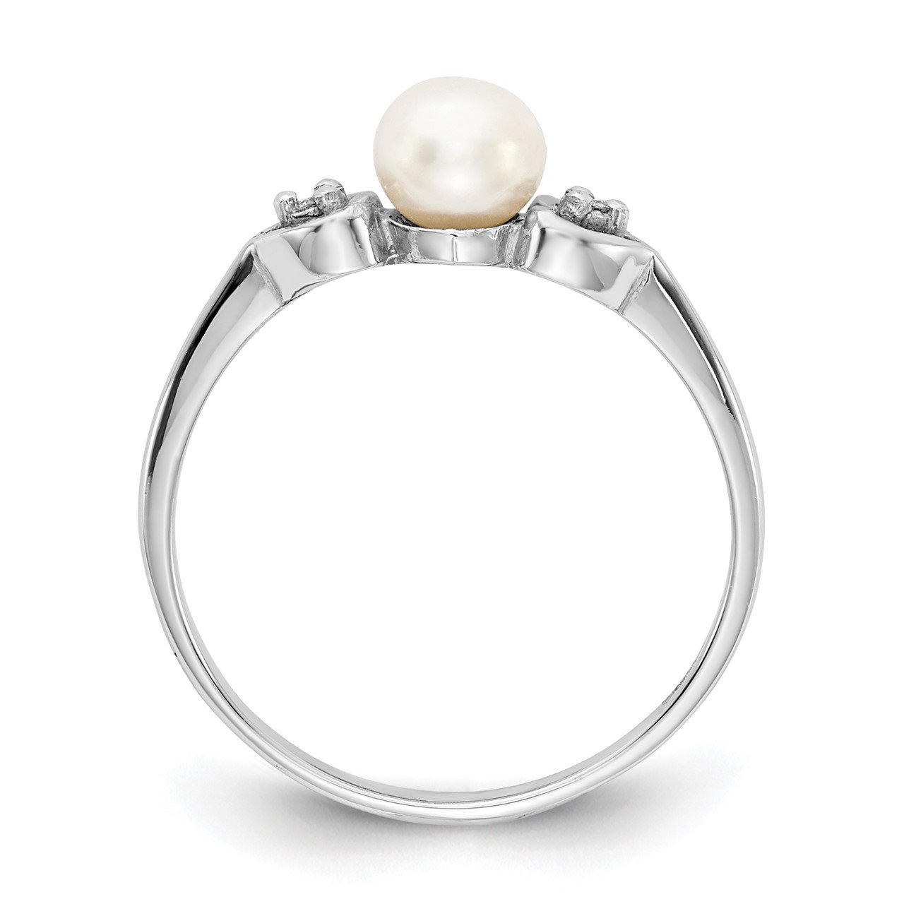 14k White Gold 4.5mm FW Cultured Pearl AA Diamond ring-1