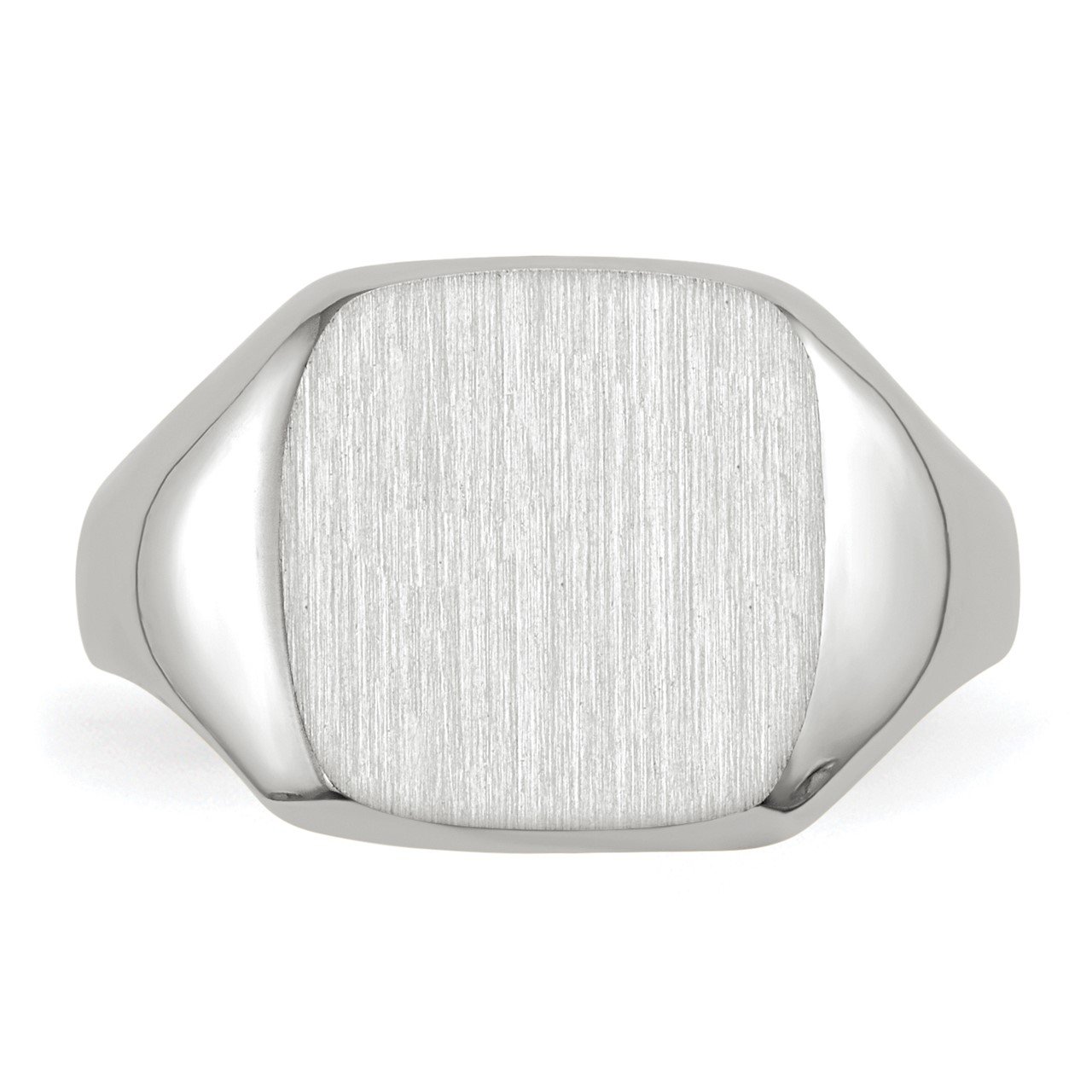 14k White Gold 11.0x10.5mm Closed Back Men's Signet Ring-3