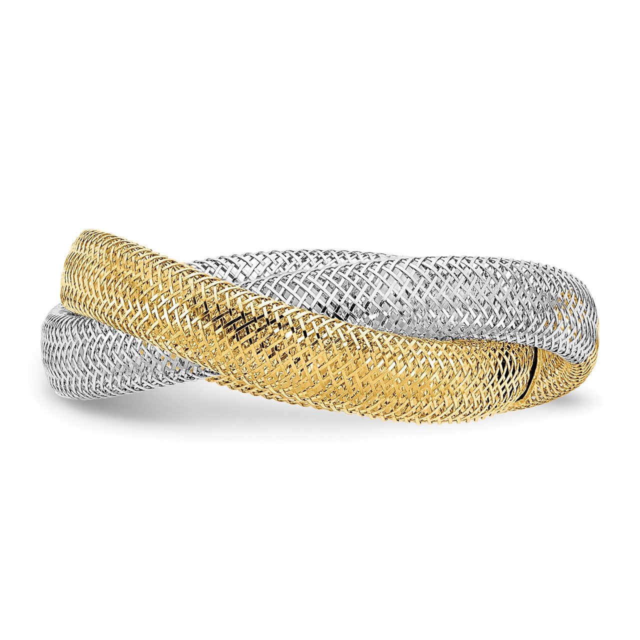14K Two-tone Gold Woven Mesh Stretch Ring-2