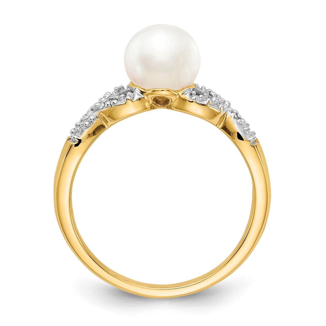 14k Diamond and FW Cultured Pearl Ring-1