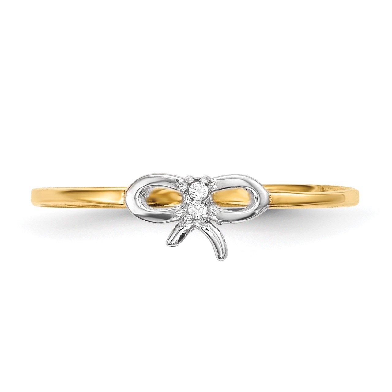 14k with Rhodium CZ Bow Ring-2
