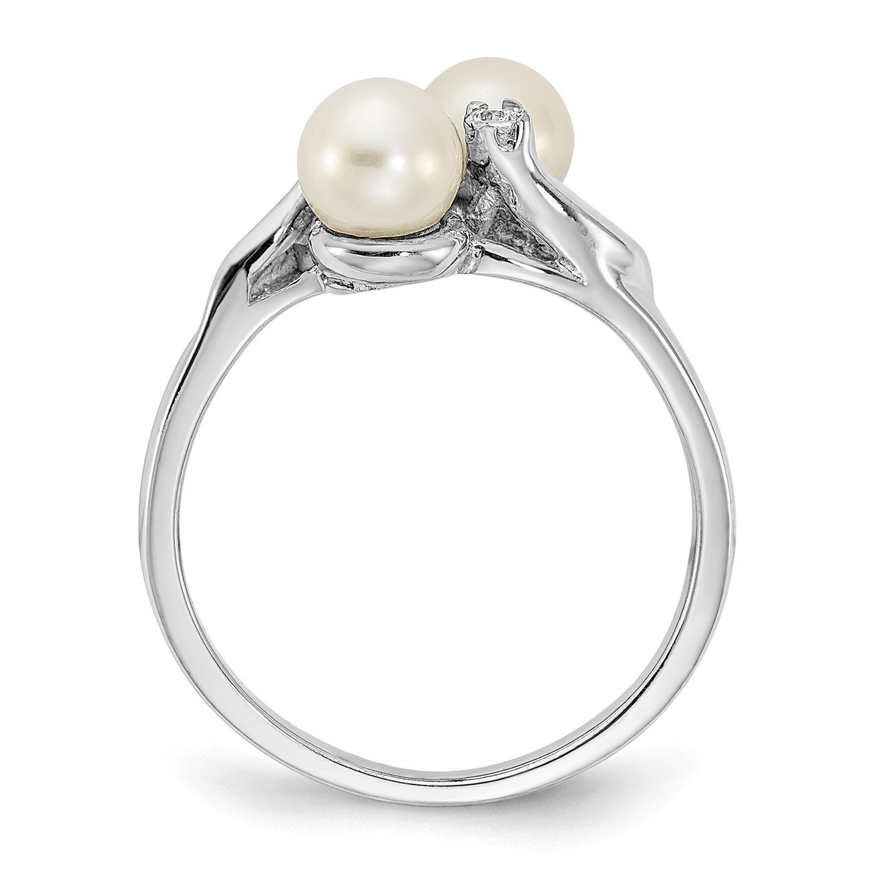 14k White Gold 5mm FW Cultured Pearl VS Diamond ring-1