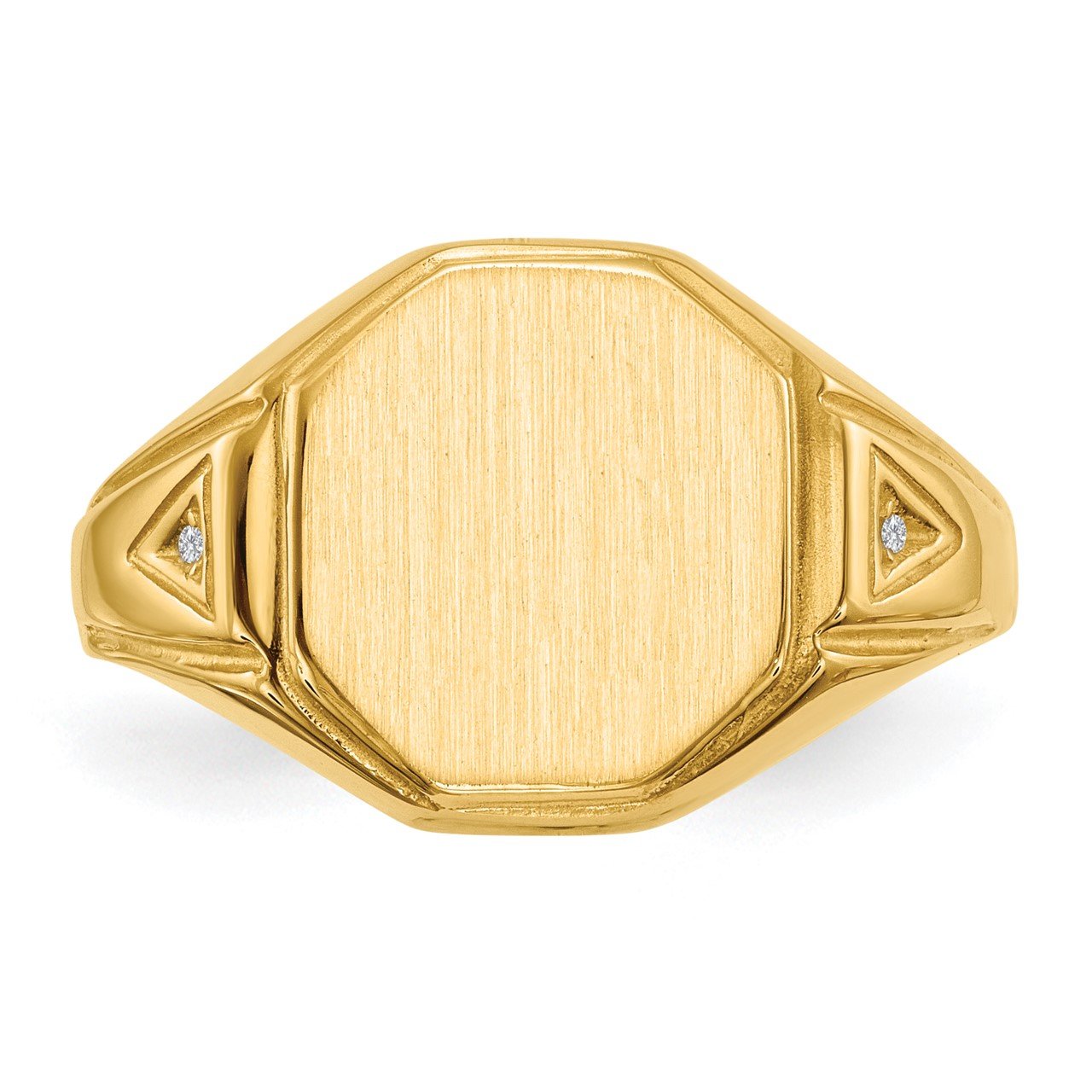 14k 12.5x11.5mm Open Back VS Diamond Men's Signet Ring-3