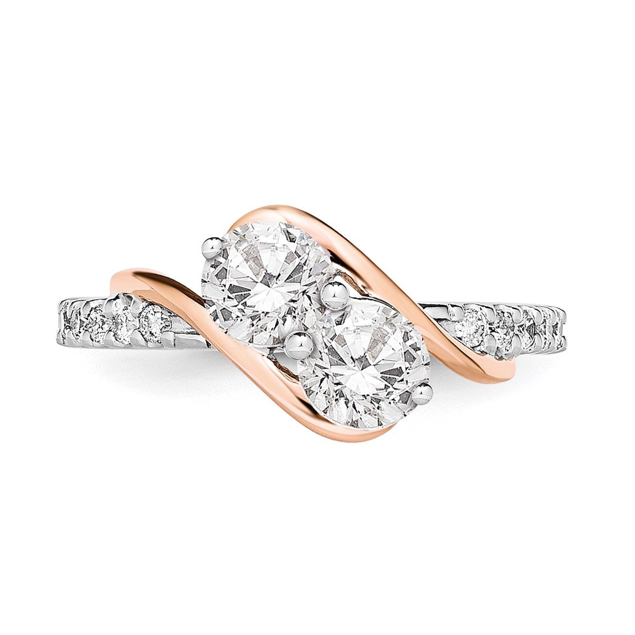 14k White and Rose Gold Diamond Semi-Mount Ring-4