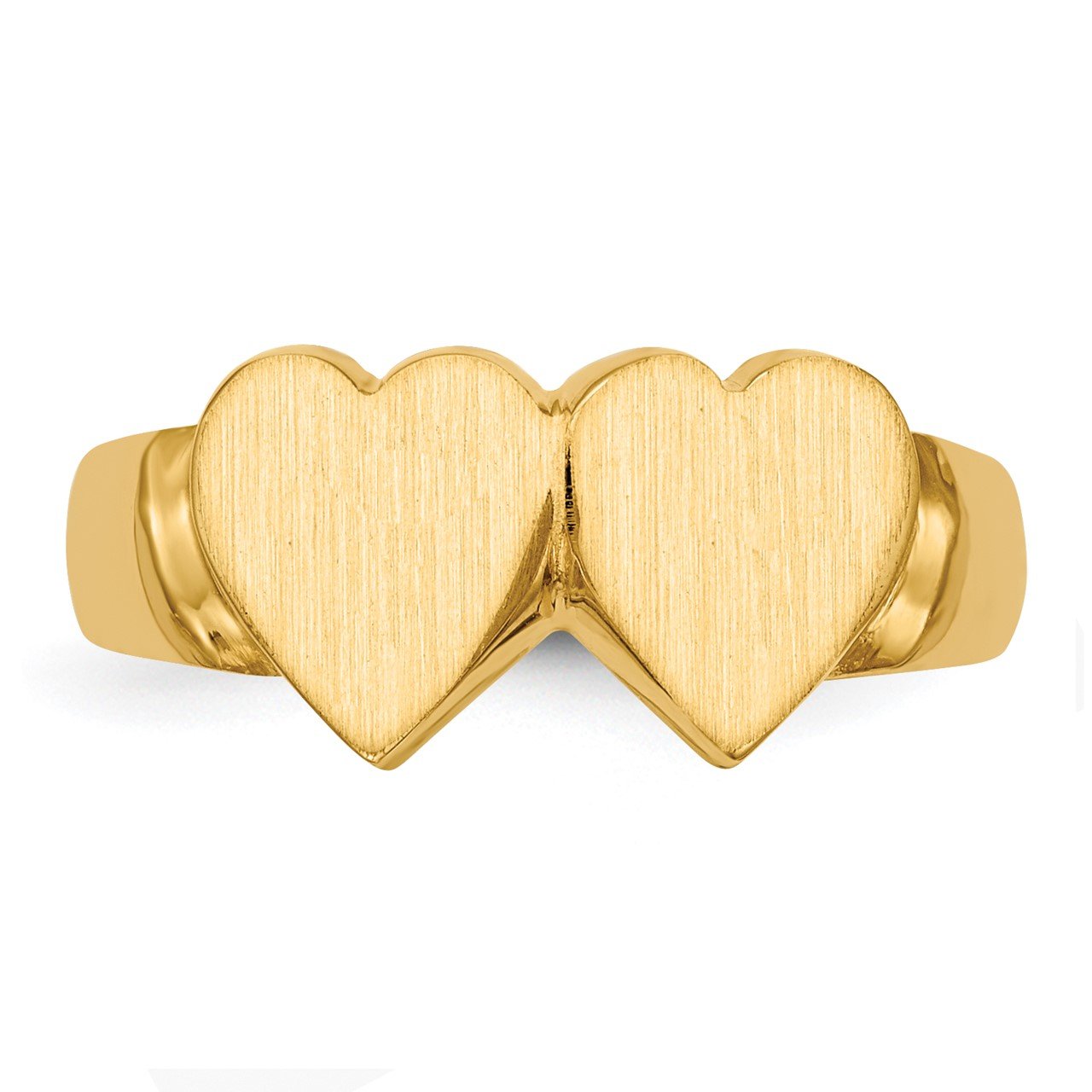 14k 8.0x8.0mm Closed Back Double Heart Signet Ring-3