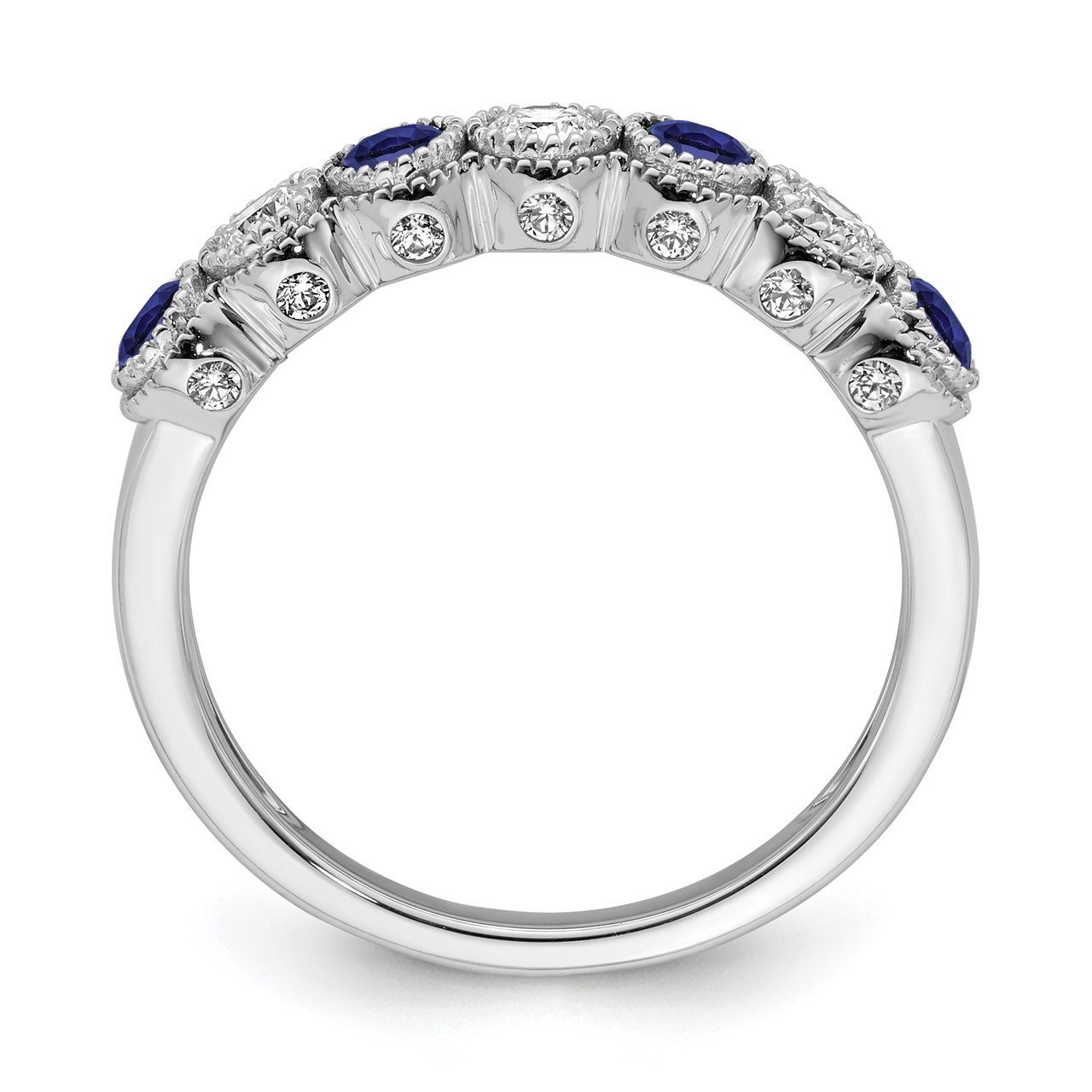 14kw Lab Grown Diamond and Created Blue Sapphire Ring-1