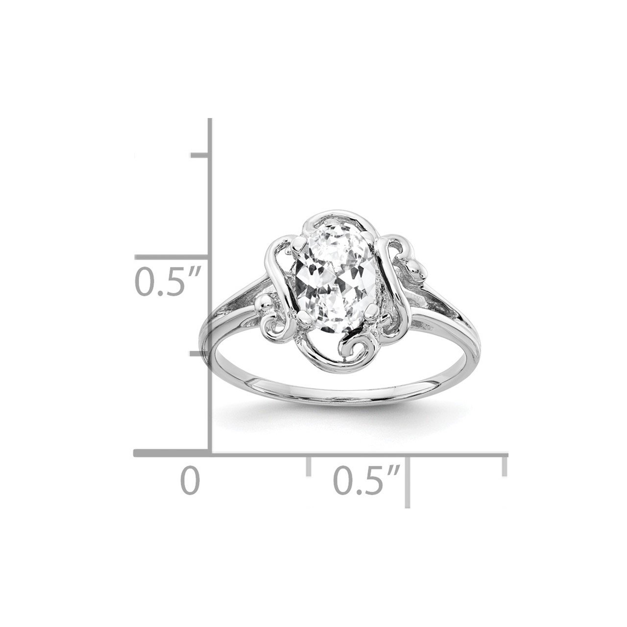 14k White Gold 7x5mm Oval Cubic Zirconia Ring-1