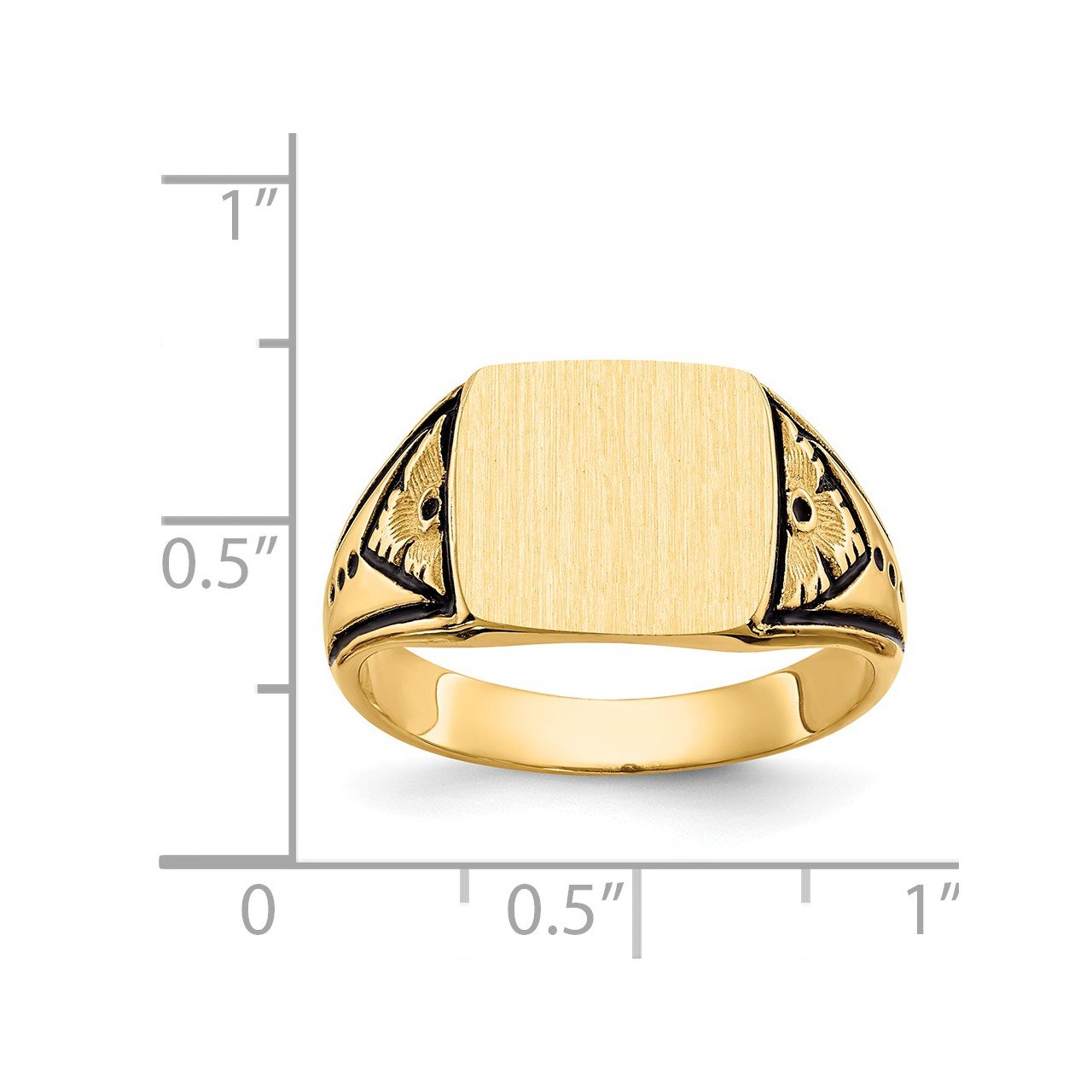14k 11.0x11.5mm Closed Back Antiqued Signet Ring-2