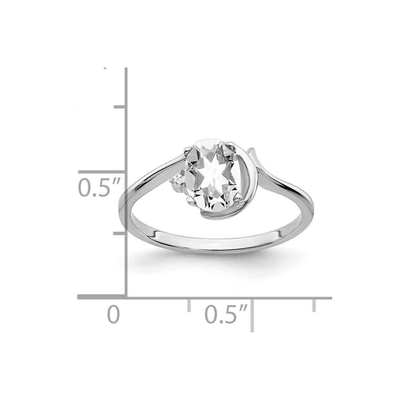 14k White Gold 7x5mm Oval Cubic Zirconia AA Diamond ring-1