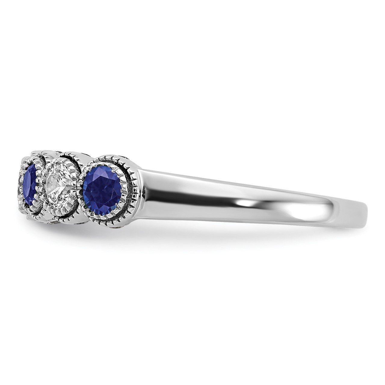 14kw Lab Grown Diamond and Created Blue Sapphire Ring-2