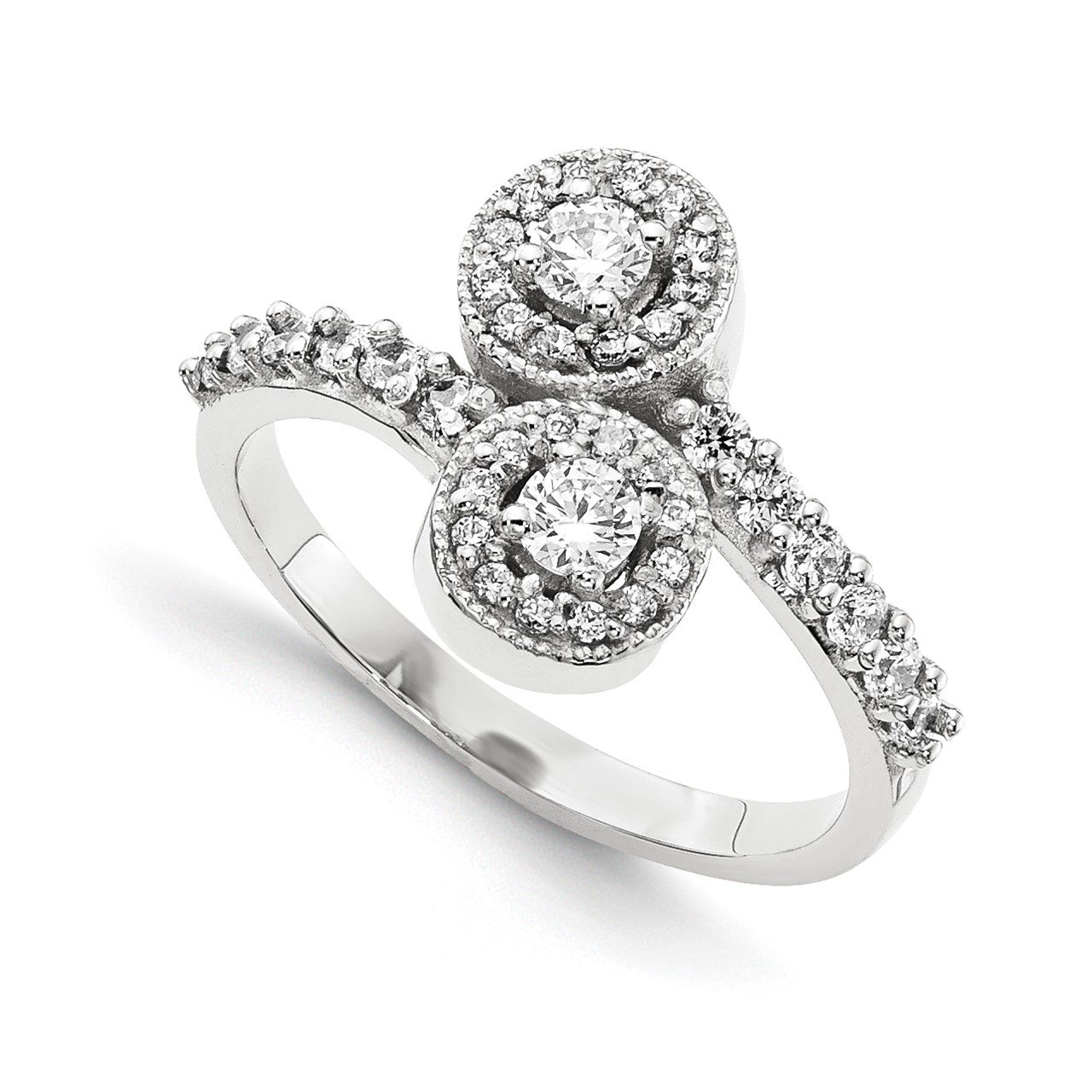 14KW A Diamond 2-stone Ring Semi-Mount - 3 mm center stones