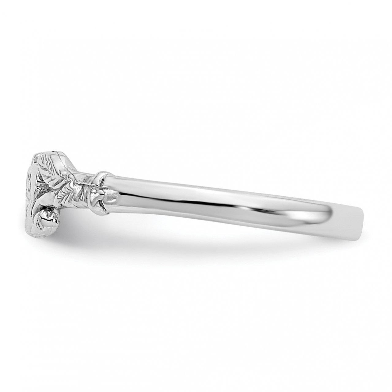 14K White Gold Textured Mini Heart Baby Ring-3