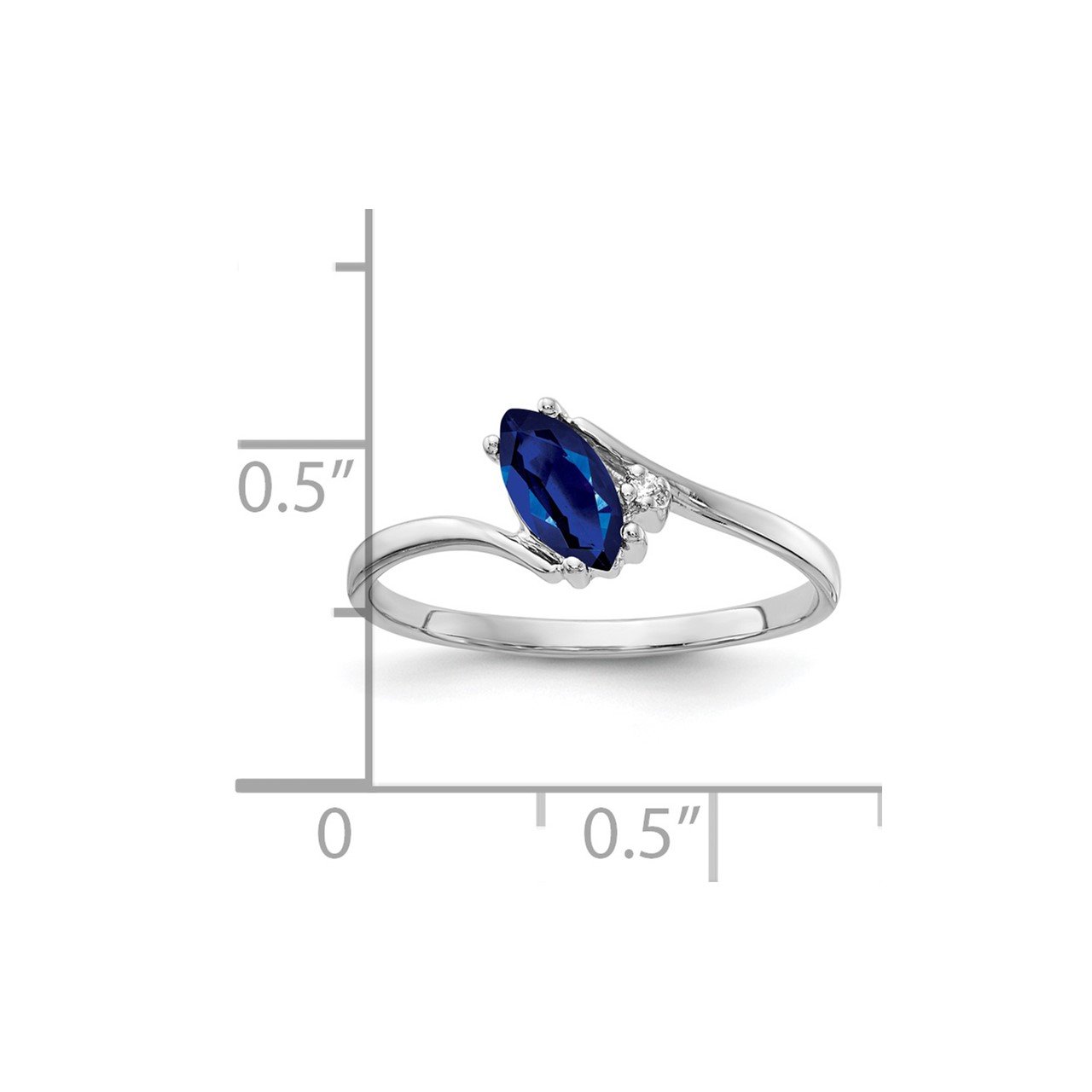 14k White Gold 7x3.5mm Marquise Sapphire AA Diamond ring-1